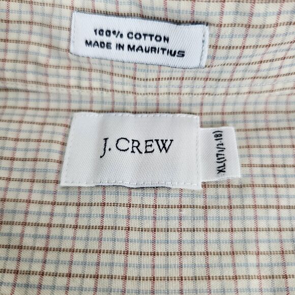 J Crew SIZE XL Cream Button Shirt Mens Plaid Long Sleeve Casual Modern Preppy - Picture 4 of 7